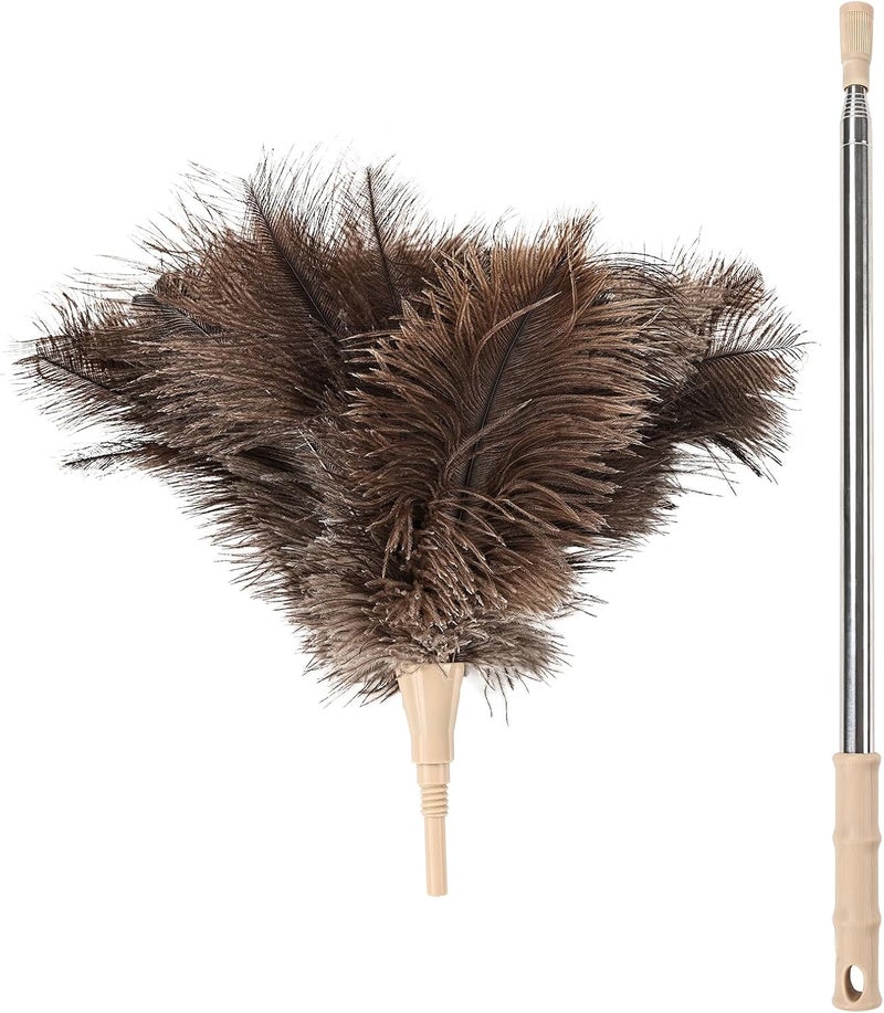 FeelfunFeather Extendable Cleaning Duster 94 Inch - Long Telescoping Ostrich Feather Dusters with Stainless Steel Extension Pole for High Ceiling Fan, High Ceilings,Roof Dusting - Image 1